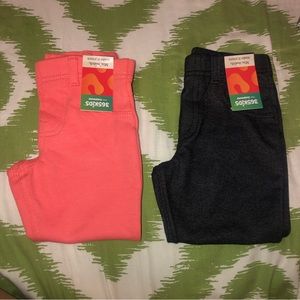 NEW 2pk Girl’s 4 XS Jeggings Long Pants Stretch Legging Solid Black Peach School